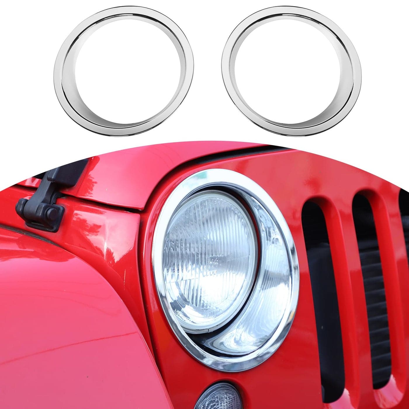RTTCZ for Wrangler JK Headlight Cover Trim Bezels for Jeep Wrangler JK JKU 20072017 Chrome Exterior Accessories 2pcs