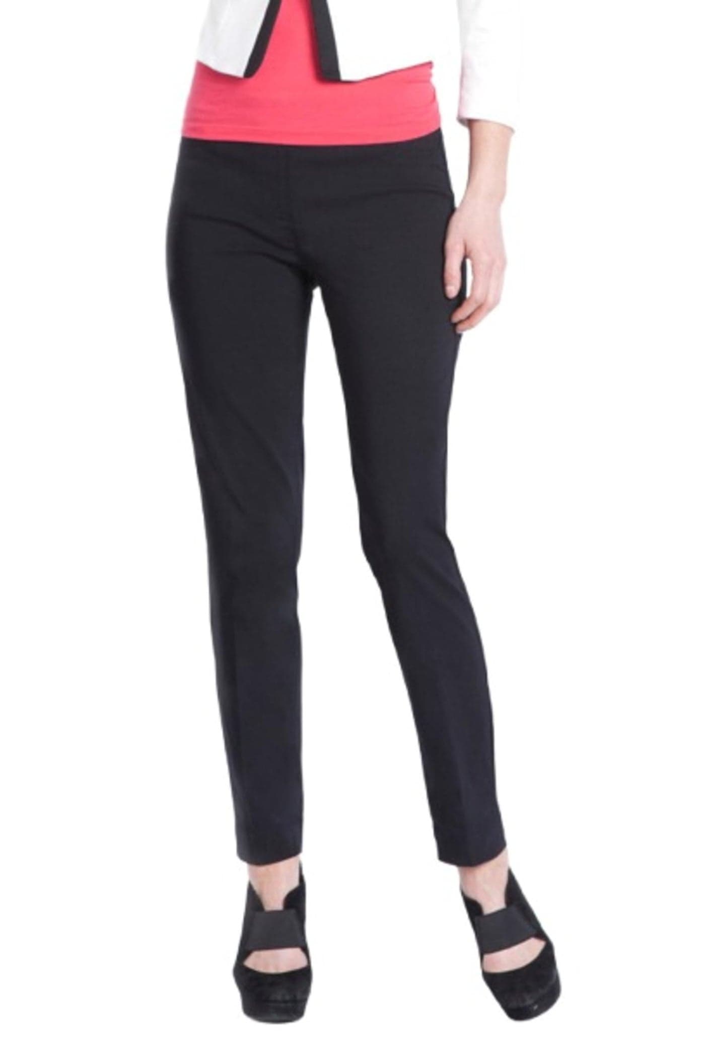 SLIM-SATION Women's Wide Band Pull On Ankle Pant with Tummy Control, 16, Black