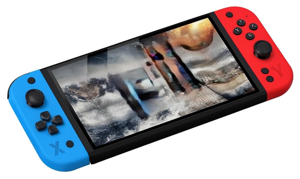Cubonic G90 7 Inch Full HD Screen Handheld Video Game 21+ Emulator Professional Game Chip 64Gb Pre-Loaded Wireless Gaming Controller (Red & Blue)