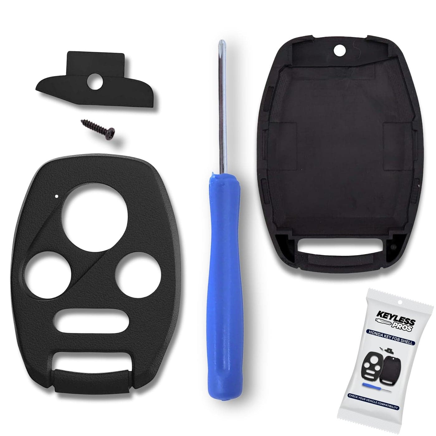KeylessPros 4BTN Cover Case Keyless Entry Remote Key Fob Shell Replacement fits 20032012 Honda Accord 20062013 Civic EX 20092015 Pilot 20052006 CRV NO Cutting Required