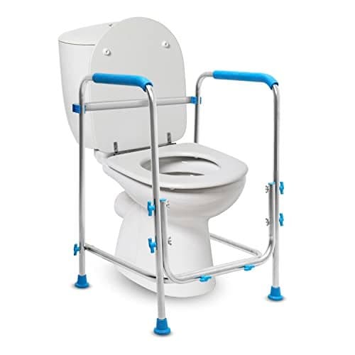KosmoCare Stainless Steel Toilet Safety Frame | Elderly Assist Handrail Grab Bar | Standalone Sturdy Toilet Safety Rail | Lightweight Support Frame for Bathroom