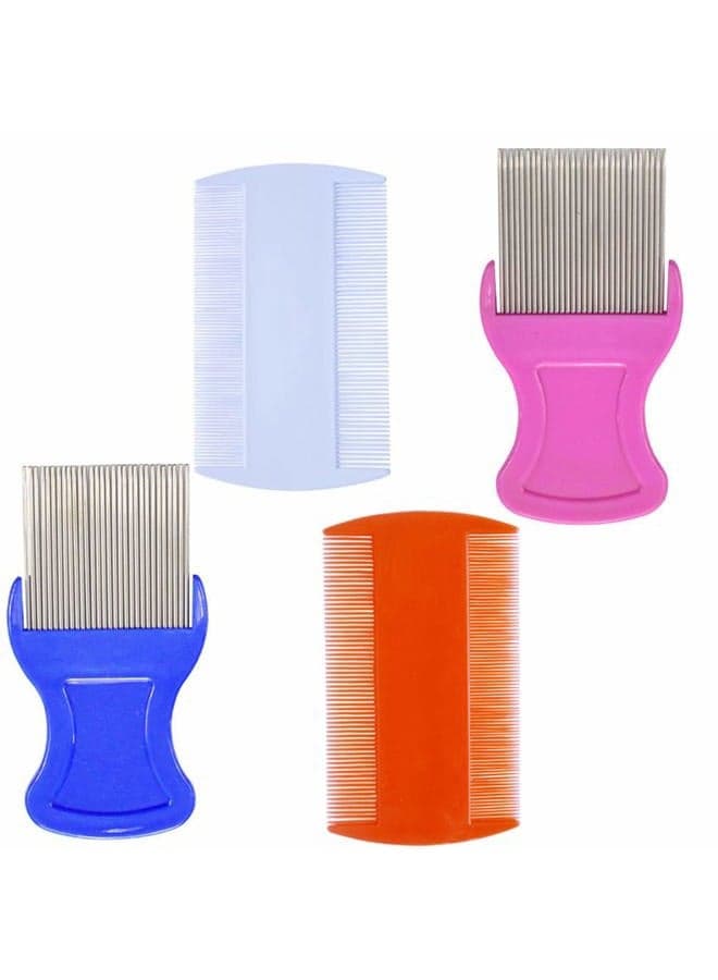 4 Pcs Head Hair Comb Including 2 Pieces Hair Comb Double Sided 2 Pieces Removal Dandruff Comb with Metal Teeth