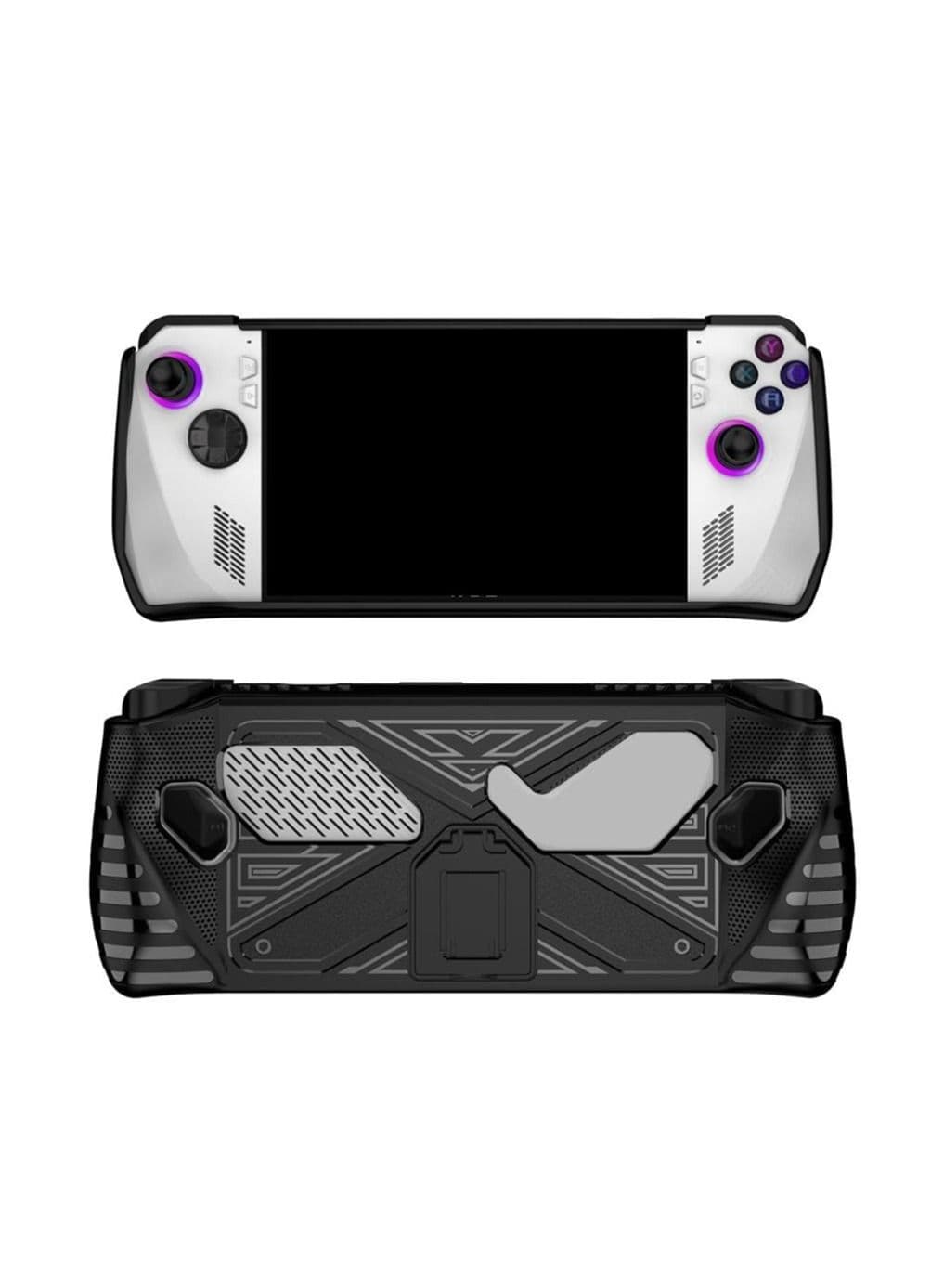 Case With Bracket Compatible with Asus ROG Ally Soft TPU Protective Cover Drop-proof Anti-shock Handheld Game Console Protective Shell (Black)