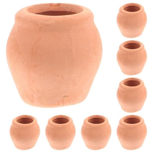 OFFSCH 8pcs Mini Ceramic Pot Clay Mini Water Pot s for Plants s Vases Small Bowl Round Succulent Planter Artificial Olla Orange Ceramics