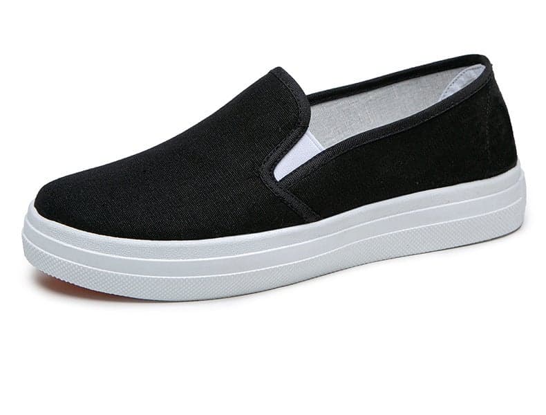 Old Beijing Cloth Shoes Women'S Canvas Shoes Breathable Soft Bottom Slip-On Casual Shoes White Nurse Shoes Black Work Shoes