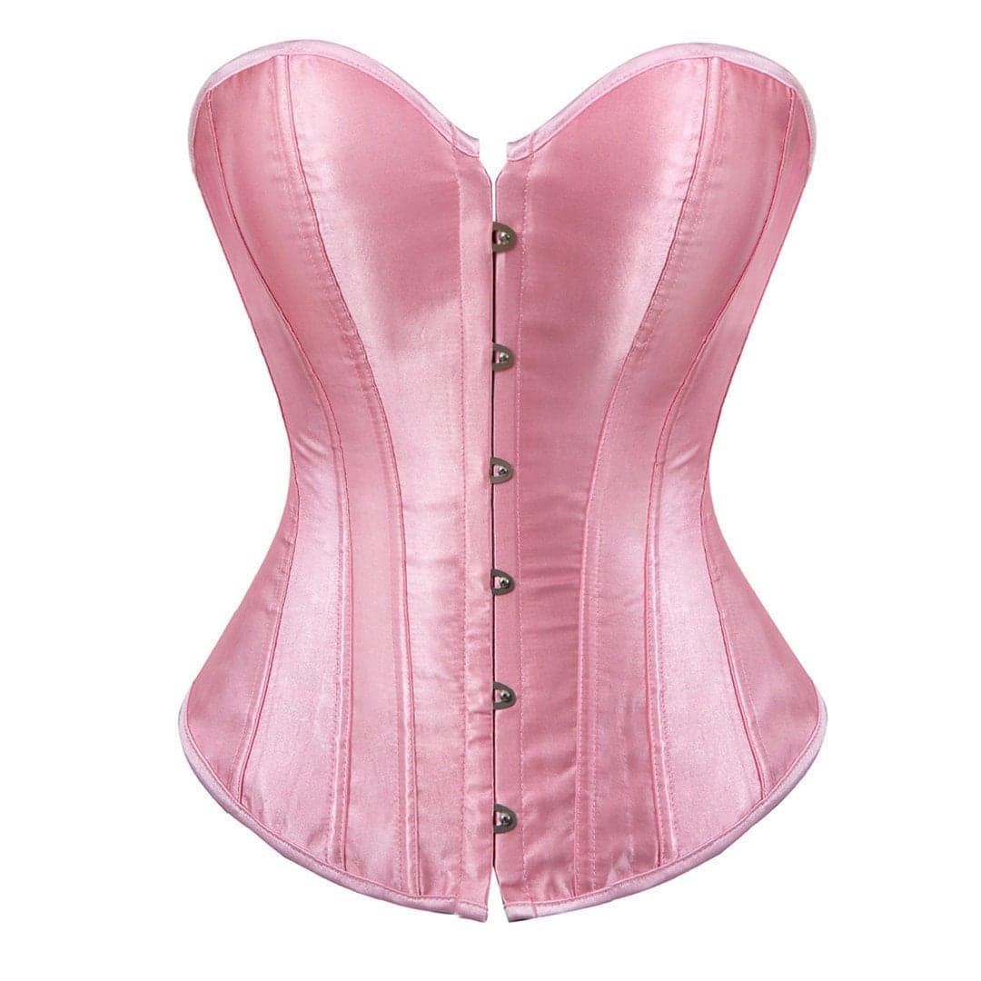 Kranchungel Pink Corsets for Women Satin Corset Top Lace up Fashion Bustier Body Shaper Waist Cincher Corset Small Pink