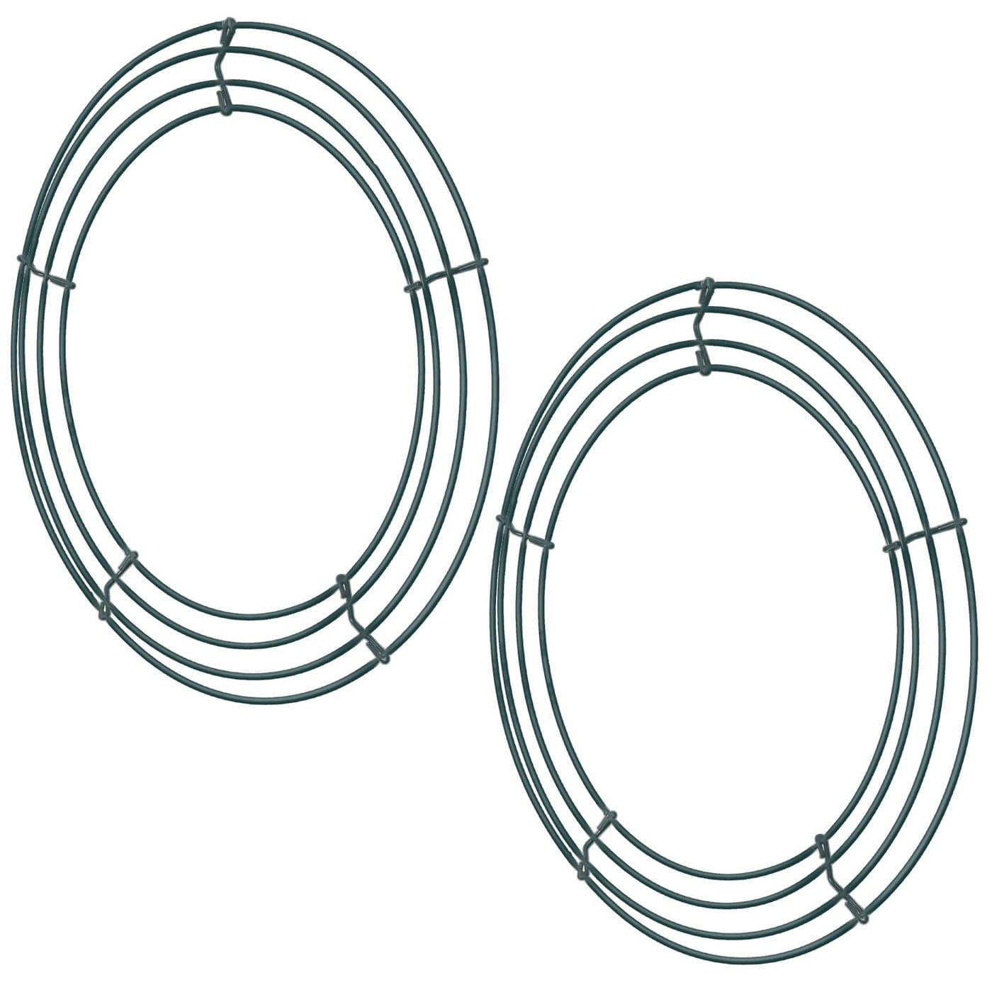 Sumind 2 Pack Wire Wreath Frames Green Christmas Metal Round Form Wire Frames for Floral Arrangements Craft DIY Wreath Supplies