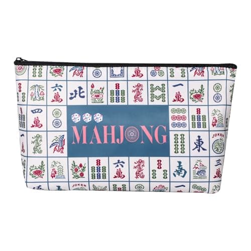 TIASUSAN American Mahjong Empty Bag White Printed Mahjong Tile Bag 13x7 InchesOnly Case