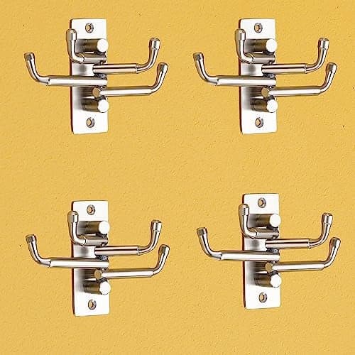 iSTAR Flexible 4 Pin Stainless Steel Hooks Bathroom Cloth Hanger Wall Hook Door Robe Hooks for Hanging Keys,Clothes,Towel Steel Hook (Pack of 4)