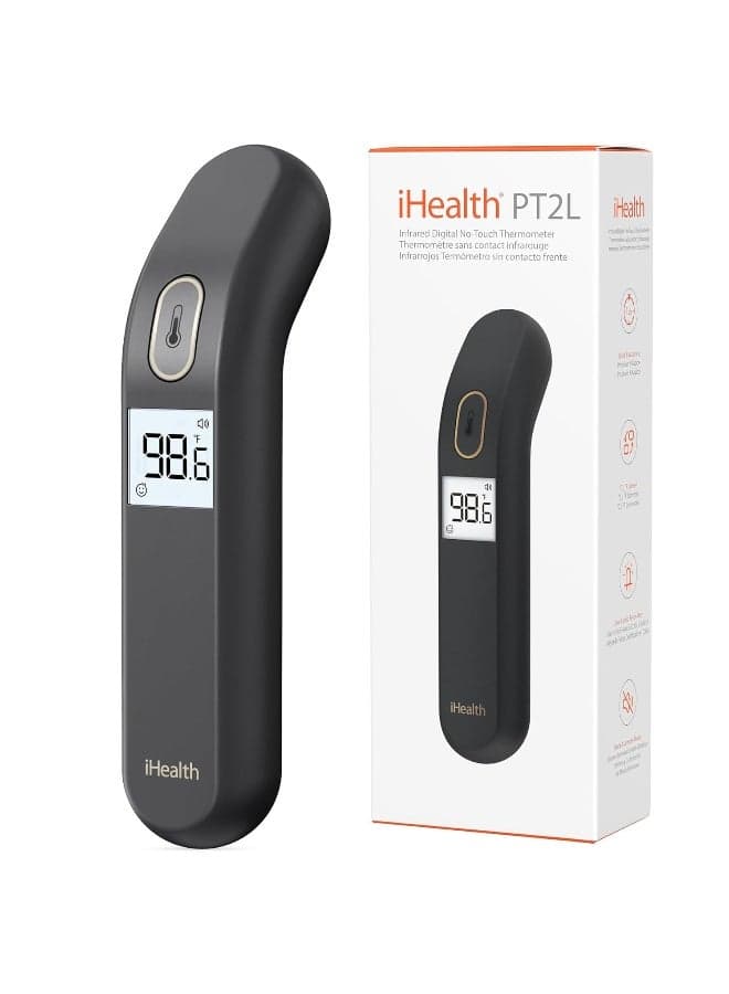 Touchless Thermometer For Adults And Kids, Fsa/Hsa Eligible, Color-Coded Alert & Silent Mode, 1-Second Accurate Fever Check, Portable For Home, Travel Use - Pt2L Black
