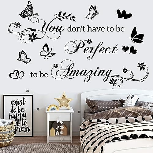 Wall Stickers for Bedroom Inspirational Quotes Wall Decals You Don't Have to Be Perfect to Be Amazing Decorations Wall Sticker for Living Room Wall Decal Hallway Wall Sticker Home Decor