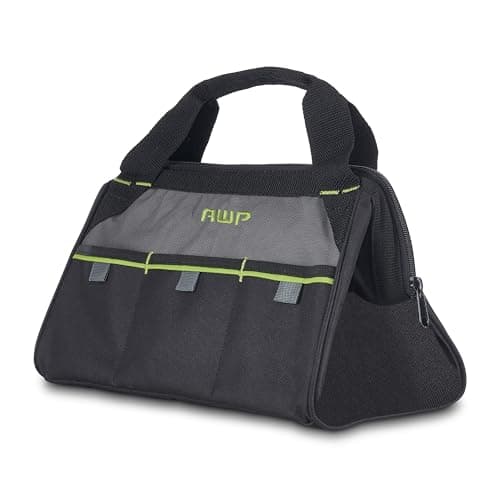 AWP Premium Tool Bag Durable Tool Tote Water-Resistant Organizer for Professionals and Contractors, Black, 13" | 1L-20013-1
