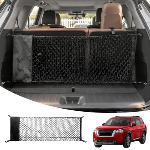Maxzina Cargo Net Compatible with 2013-2025 Nissan Pathfinder Truck Bed Cargo Net 3.05'×1.31' Double Layer Envelope Style Dense Mesh Trunk Organizer for 2024 Pathfinder Exterior Accessories