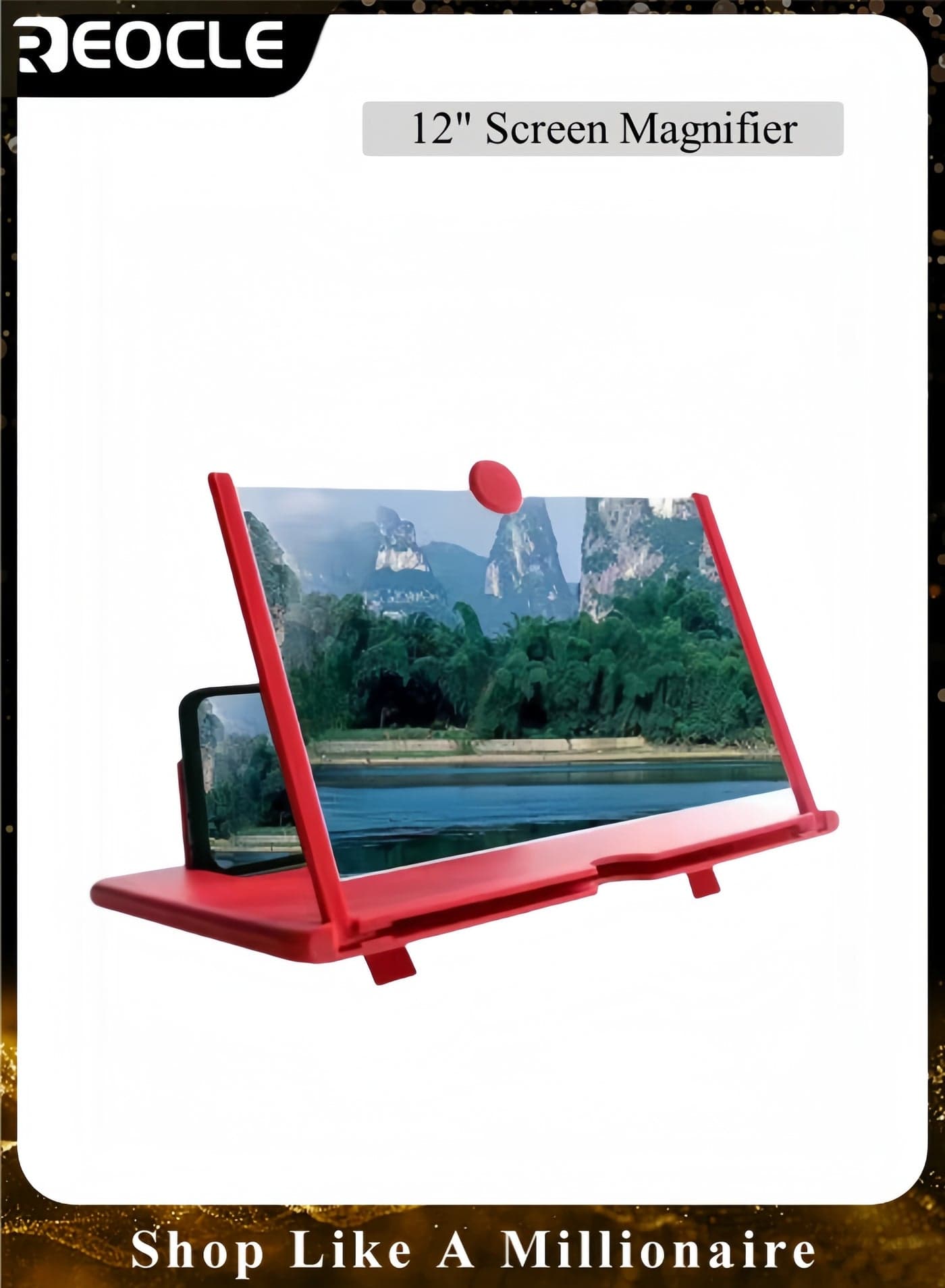 12" Screen Magnifier for Cell Phone 3D HD Magnifying Projector Screen Enlarger Foldable Phone Stand Screen Amplifier Compatible with All Smartphones