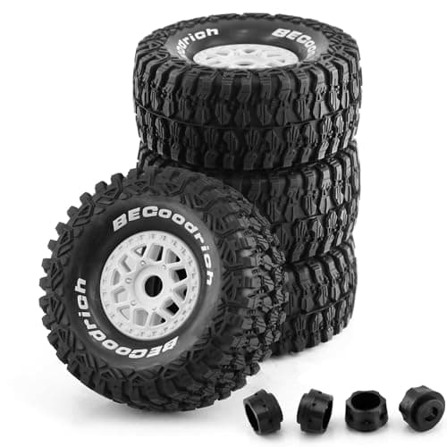 Chanmoo 1/7 1/8 RC Short Course Truck Buggy Tires and Wheels 17mm Hex OD 135mm Off Road Tyres for 1:7 1:8 Scale RC Off-Road Truck Car HSP TRAXXAS UDR 85086-4 ARRMA Mojave YK4072 DF7 4PCS (White)