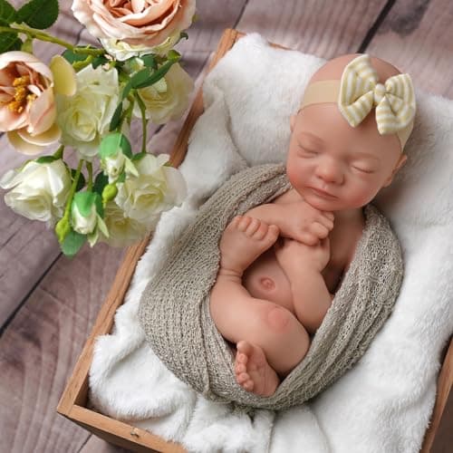 BABESIDE Silicone Baby Doll Lifelike Reborn Baby Dolls 16 Inch Weight 4 Lb Full Platinum Silicone Reborn Baby Doll Slicone Full Body Anatomically Correct Sleeping Baby Girl with Gift Box