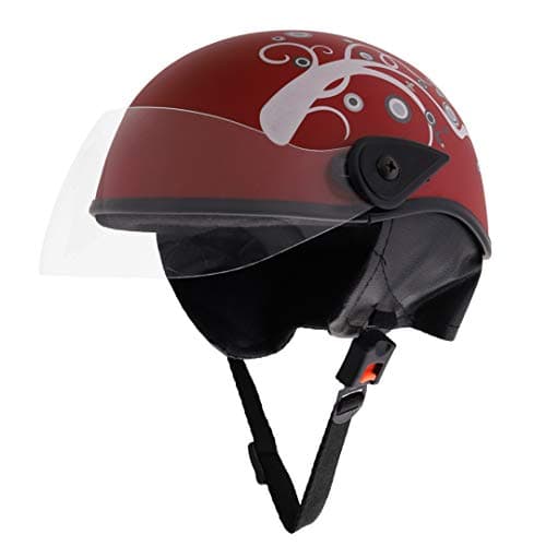 Sage Square Multi-Purpose Half Helmet for Men, Women (Medium, Maroon Matte Sticker Design 3) (Non-Motorized)