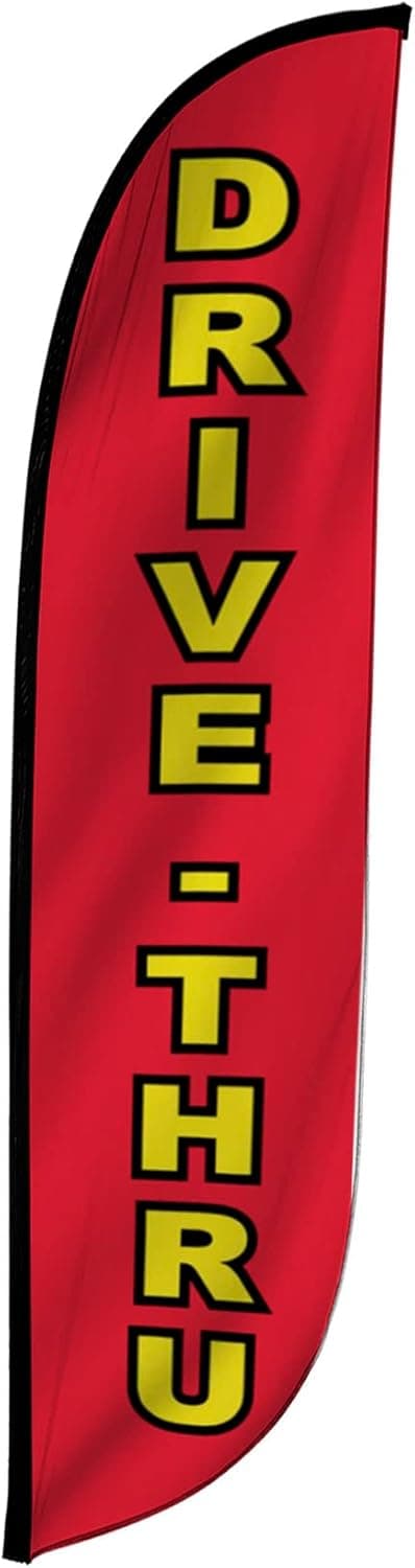 LookOurWay Feather Flag Banner 12 Feet Tall Advertising Flags for Outdoor Business and Events Promotion Swooper Flag Only Diner Flags DriveThru 10M1200124