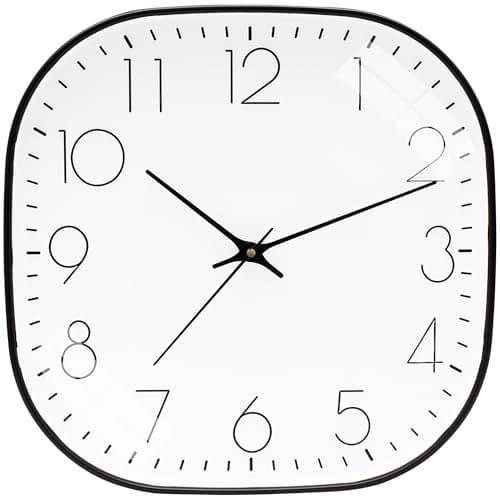 TEKCOOL Plastic Analogue Wall Clock 12" Silent Quartz Decorative Latest Wall Clock Non-Ticking Classic Clock Battery Operated Round Easy to Read for Room/Home/Kitchen/Bedroom/Office/School.White Black