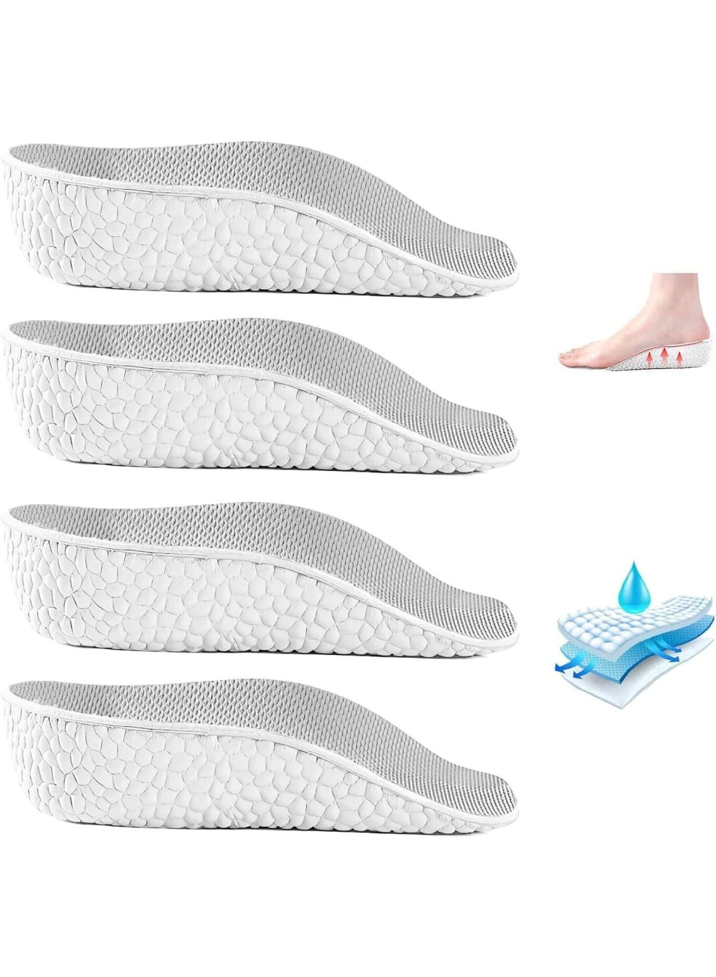 2Pair Orthopedic High Pads, Height Increase Insoles For Men & Women, Arch Support Insoles, Adjustable Heel Lift, Shock Absorption Heel Lift Insole To Make You Talle(Gray) (0.98in/2.5cm)