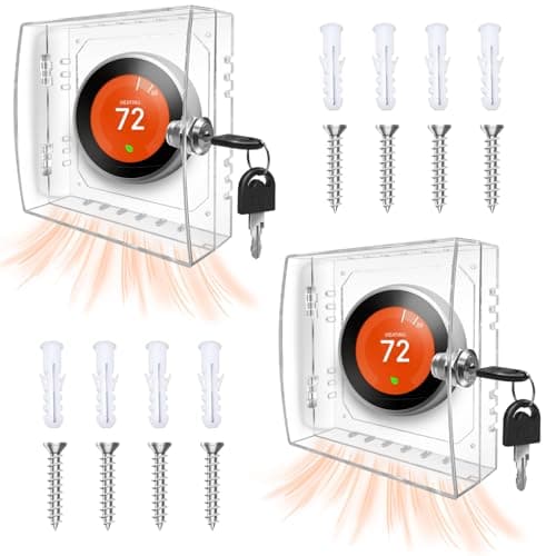 2 Pack Thermostat Lock Box with Key Thermostat Cover Universal Thermostat Lock Box Clear Small Thermostat Guard for Wall Thermostats for All Type Nest Thermostat 4.72''*4.72''*1.97'' or Smaller