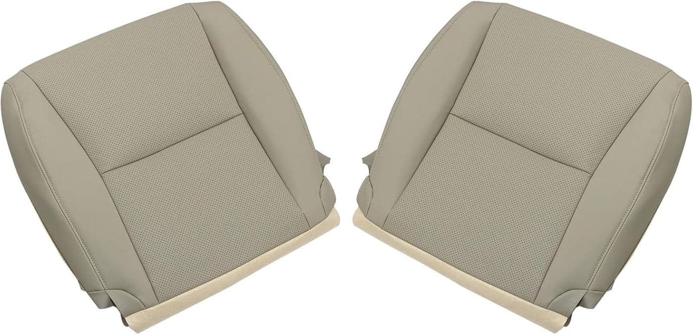 SecosAutoparts Driver & Passenger Perforated Leather Bottom Replacement Seat Covers - Light Tan for Lexus RX350 RX450h (2010-2015)