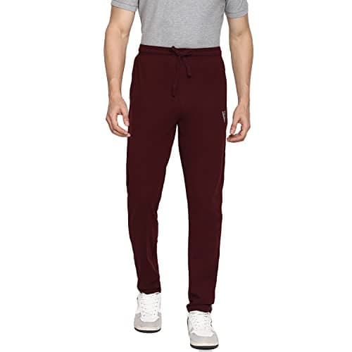 Van Heusen Men Athleisure Smart Tech Regular Fit Mid Rise Trackpants-Easy Stain Release, Anti Stat, Ultra Soft_50056_Cabarnet_XL, Maroon