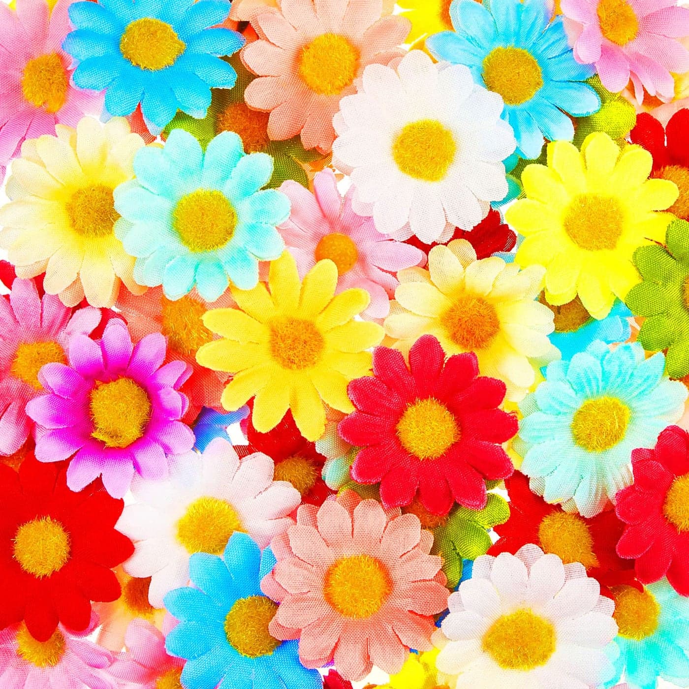 Waydress 200 Pcs Faux Daisy Flower Heads for Craft Fabric Daisy Flower Heads Bulk 157 Inch Artificial Fake Small Daisies Craft for Easter Spring Festival Wed Birthday Party Decor Mixed Color