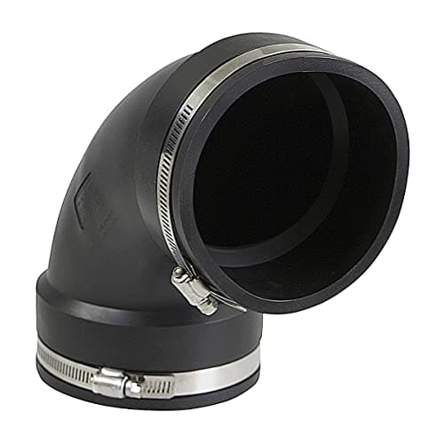 Supply Giant 6I77 Flexible Elbow Coupling with Stainless Steel Clamps, 4.5" Inner Diameter for 4" Nominal Pipe, Black