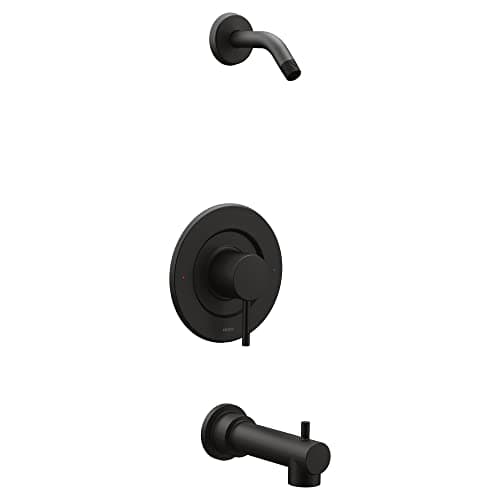 Moen Align Matte Black Posi-Temp Pressure Balancing Modern Tub and Shower Trim Kit without Showerhead Valve Required, T2193NHBL