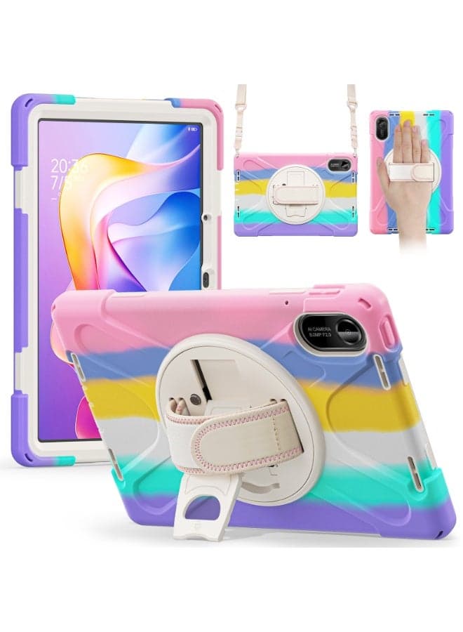 Tablet Case for Xiaomi Redmi Pad 2 11-inch (2025), 360° Rotatable Hand Strap and Kickstand, Heavy Duty Rugged Shockproof PC+Silicone Cover with Shoulder Strap