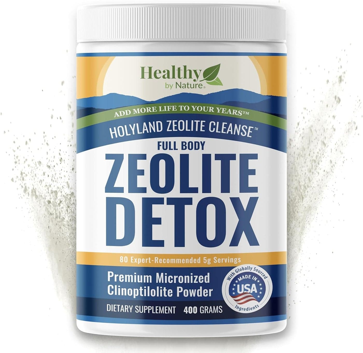 HolyLand Zeolite Cleanse Zeolite Detox Powder 400 Gram Value Size Clinoptilolite Natural Activated Supports Energy Mental Focus pH Balance Immune Defense Optimal Gut Health