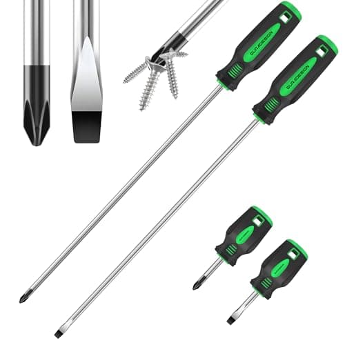 GURADESIGN 4Piece 12 Long Screwdriver Set Slotted and Phillips Long Short Magnetic Screwdriver Set