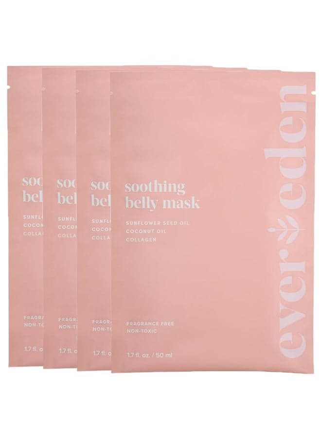 Soothing Belly Mask - 4 Belly Masks for Pregnant Women 2nd & 3rd Trimester - Hydrating, Nourishing, & Soothing Pregnancy Skin Care Belly Masks - Clean & Vegan Pregnancy & Maternity Products
