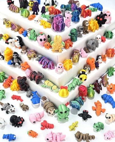120 Pcs Mini 3D Printed Animal SetArticulated Flexible Cute Animal Toys for ChristmasNew YearBirthday Gifts and Office Desktop DecorationSizes Vary Styles Shipped Randomly