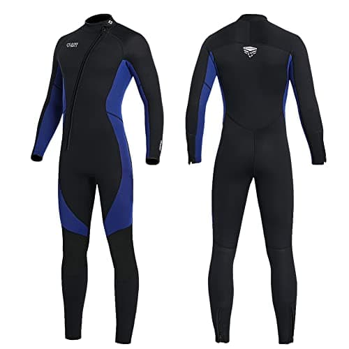 Wet Suits for Women Men Full Body 3MM Neoprene Wetsuit Diving Suit in Cold Water, Long Sleeves Front Zip Scuba Wetsuits One Piece Thermal Swimsuit for Surfing Snorkeling (3MM Men Blue, Medium)