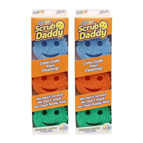 Scrub Daddy Colors - Kitchen Sponge Variety Pack - Scratch-Free Multipurpose Dish Sponges - BPA Free & Made with Polymer Foam - Stain & Odor Resistant (3 Count, 2 Pack)
