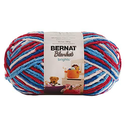 BERNAT BLANKET BRIGHTS YARN 300G 10.5 OZ, RED, WHITE AND BOOM