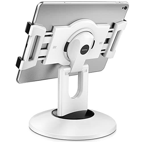 AboveTEK Retail Kiosk iPad Stand 360 Rotating Commercial POS Tablet Stand Fits 613 Screens iPad mini ProBusiness Swivel Tablet Holder for Store Office Reception Kitchen Desktop White