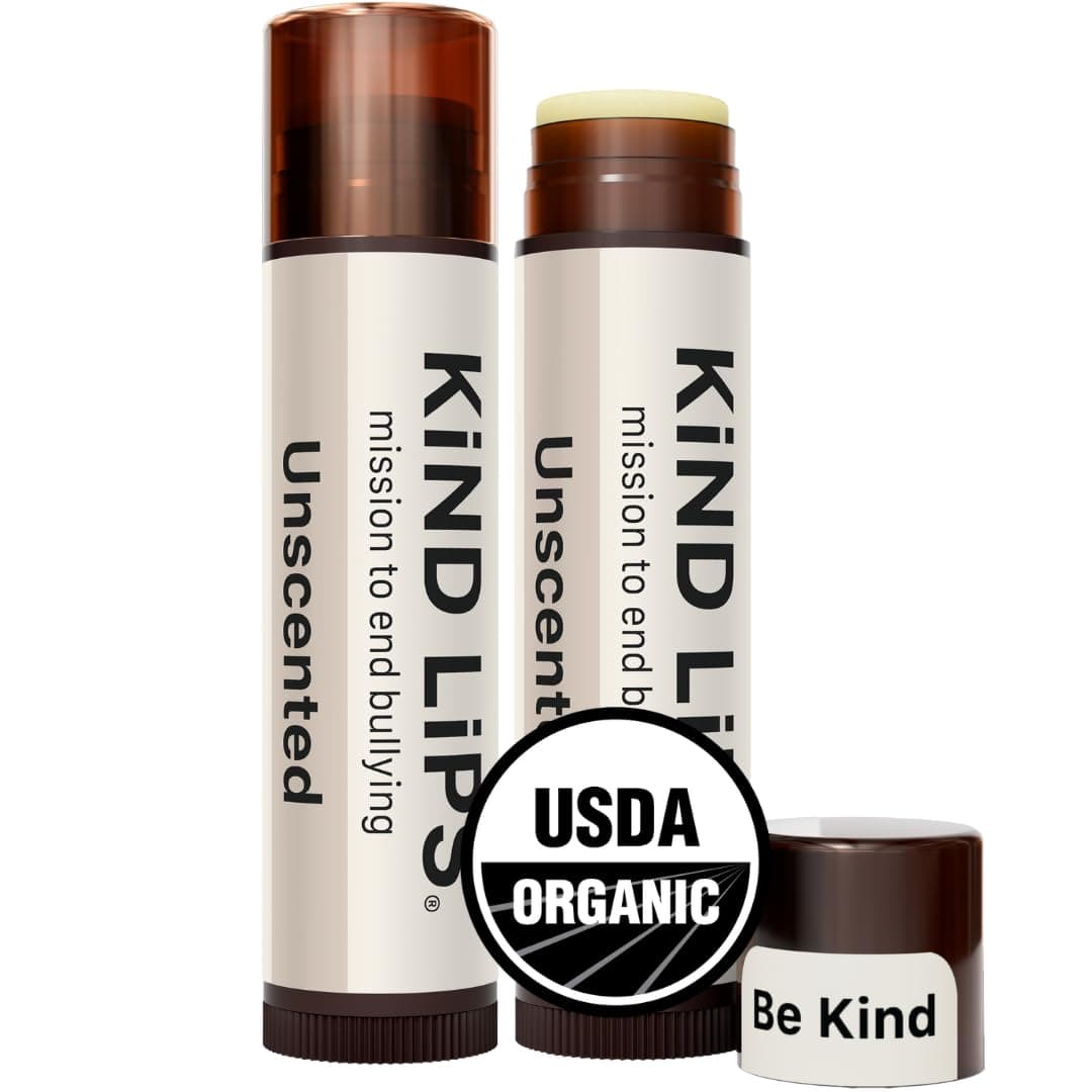 Kind Lips USDA Organic Unscented Lip Balm 2 Pack FragranceFree Moisturizing Lip Care with Beeswax Coconut Oil NonToxic Balm for Sensitive Skin