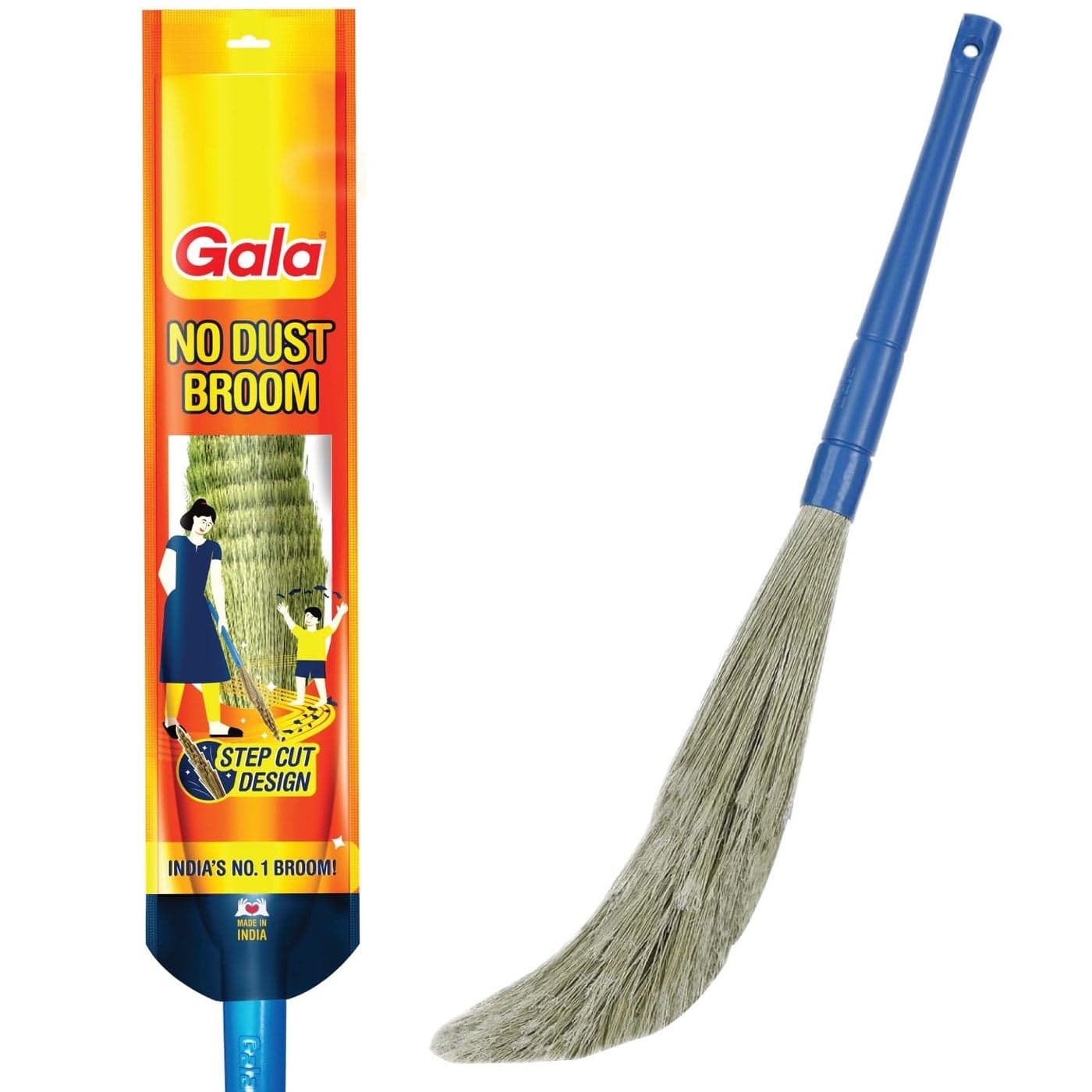 Gala No Dust Broom For Floor Cleaning broom stick for home floor cleaning Jhadu for home cleaning Made of washable Fibers Pack of 1