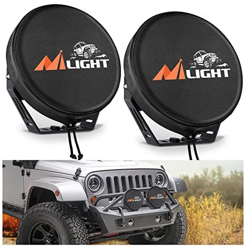 Nilight 9inch Round Offroad Driving Pod Light Cover, 9.25 Inch Diameter Black Leather Protective Cover for Auxiliary Ditch Fog Bumper Headlight on Jeep Truck SUV ATV UTV Tractor