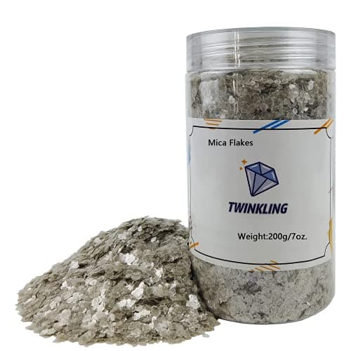 TWINKLING Natural Colored Mica Flakes, Gilding Flake, Mica Flakes Glitter Leaf for DIY Resin Art Crafts, Nail Art, Painting,Jewelry Making, 2-4mm, 150g/5.3oz. (Pure White)