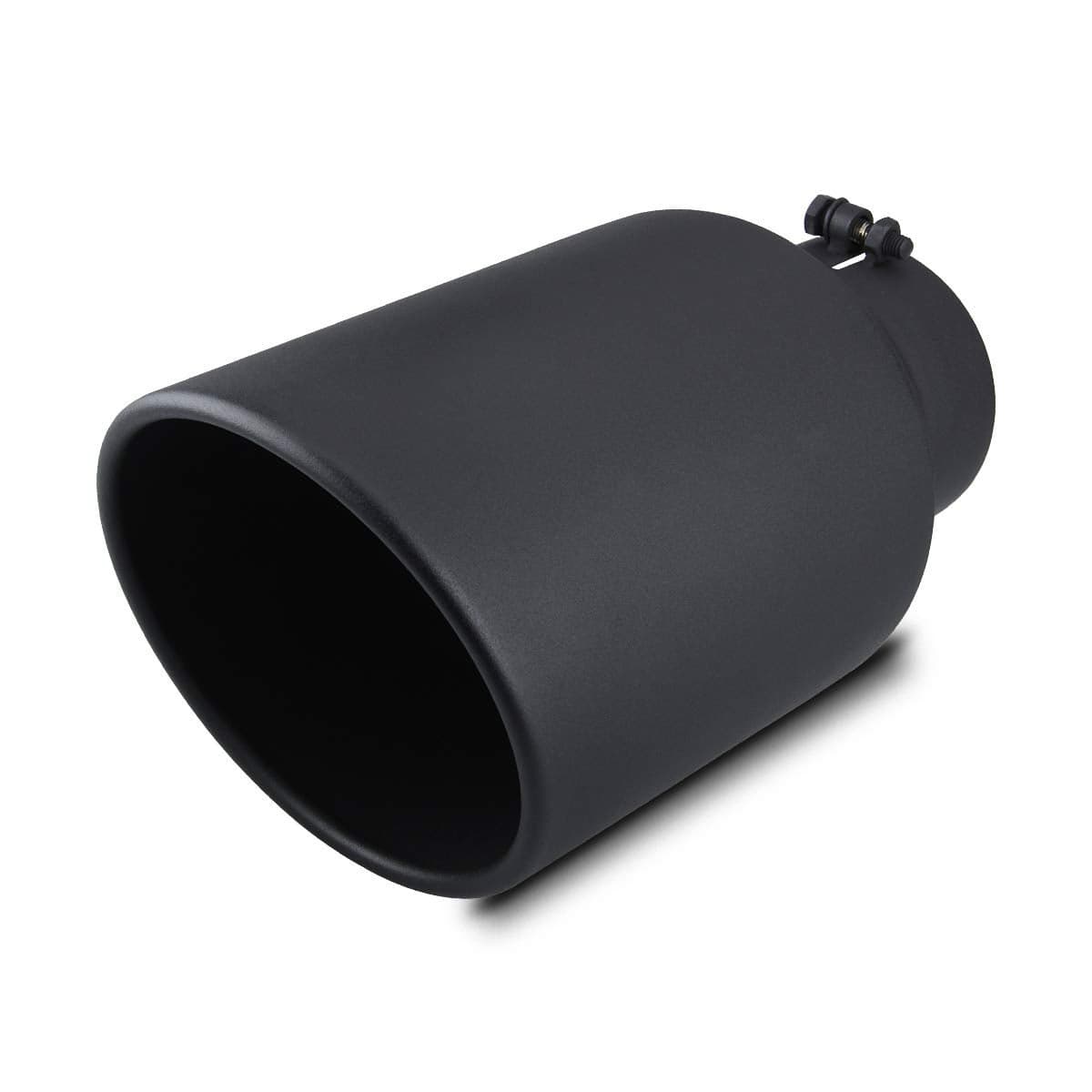 LCGP 5 Inlet 8 Outlet 15 Long Rolled End Angle Cut Bolt On Exhaust Tip Tail Pipe Black Powder Coated