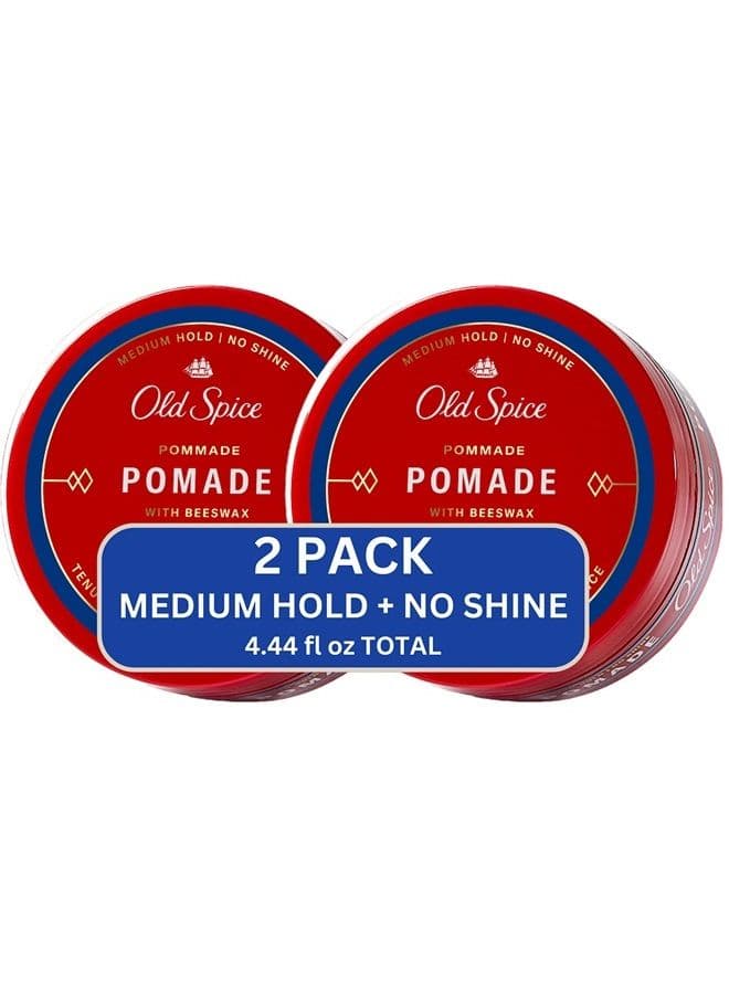 Hair Styling Pomade for Men, Medium Hold No Shine 2.22 Fl Oz Each, Twin Pack