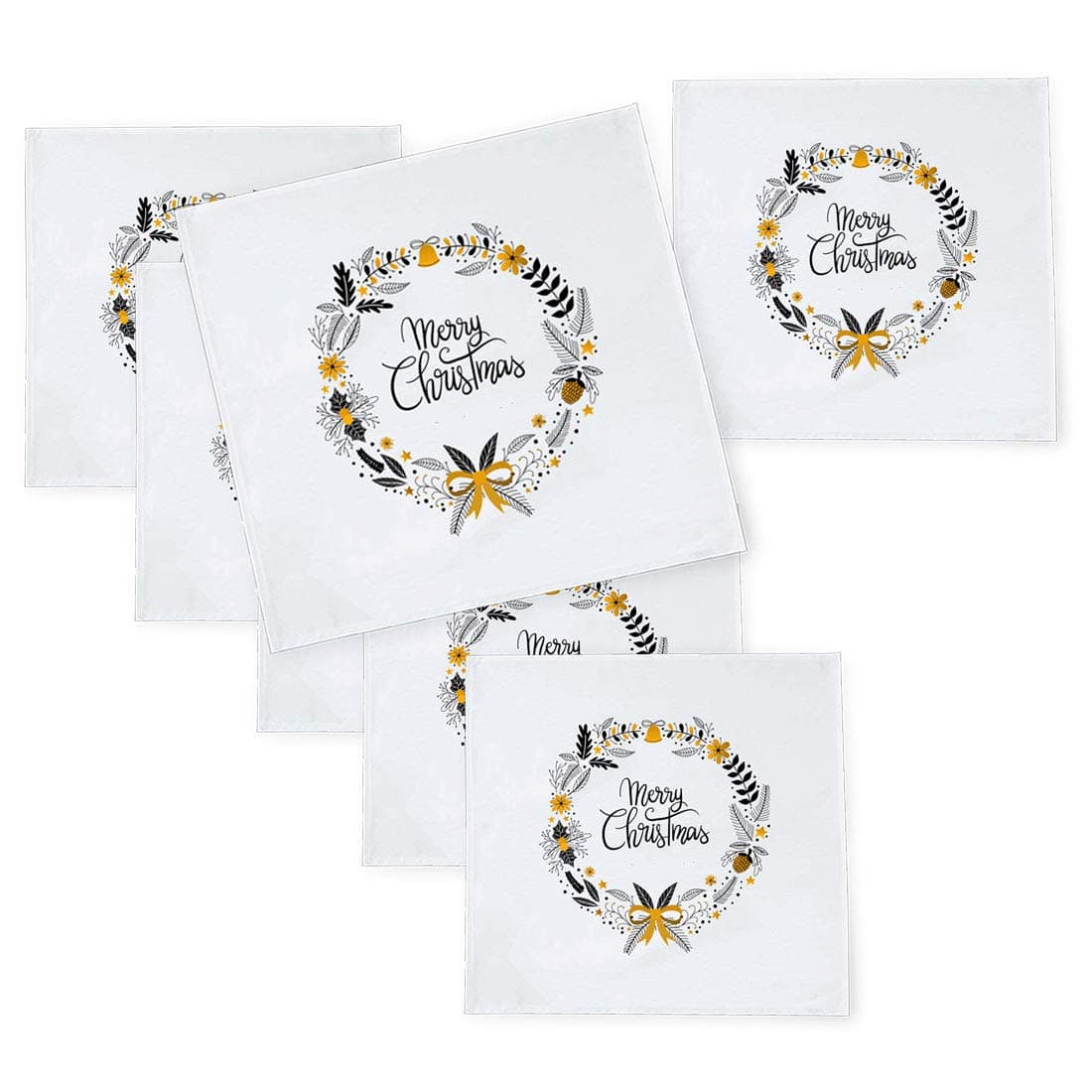 Khakee 6 Pcs Christmas Theme Tafta Silk Table Napkins 10x 10 for Xmas Decoration Christmas OrnamentsChristmas Gift npxmas215P
