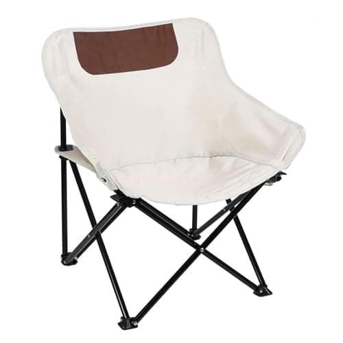 ORILEY Folding Camping Chair with Handbag Portable and Lightweight Carbon Steel Collapsible Backrest for Outdoor Picnic Fishing Beach Travelling & Gardening (1 Pc, White)