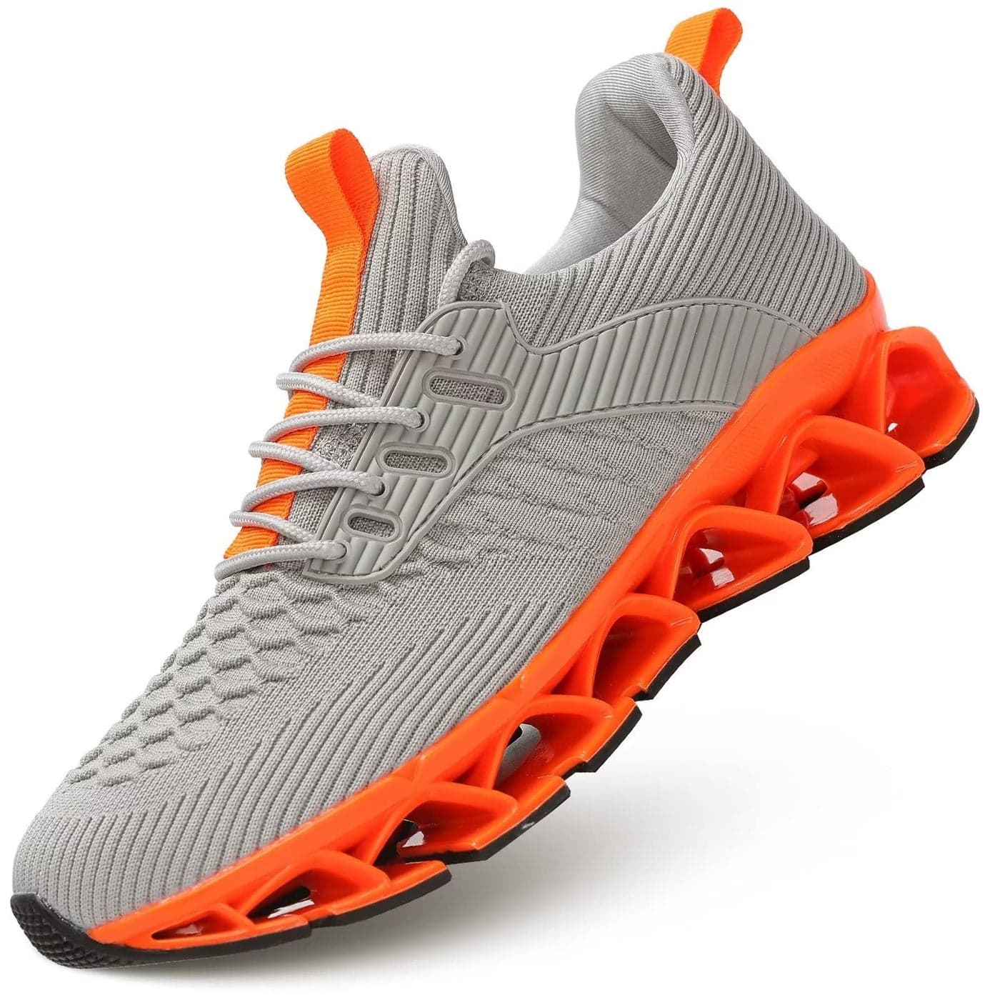 Mens Running Shoes Breathable Mesh Walking Shoes Slip on Tennis Sneakers Fashion Non Slip Work Sport Gym Cross Trainer BeigeOrange