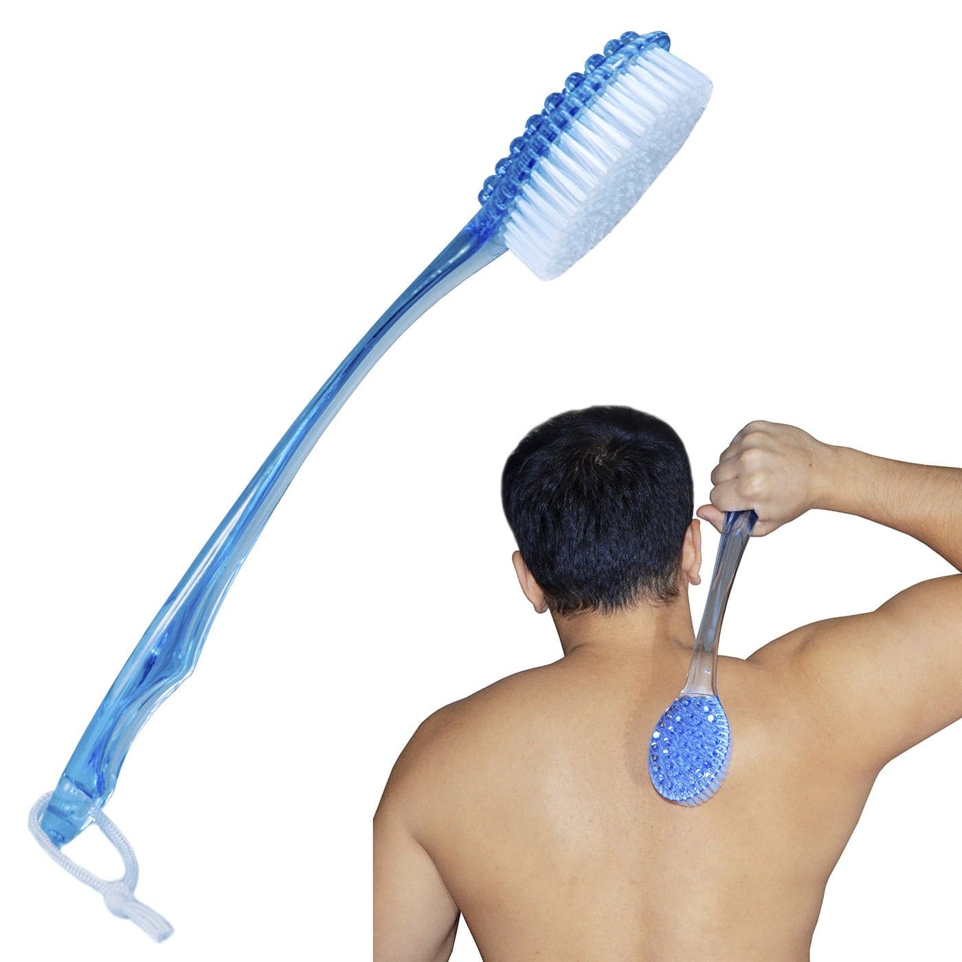 Bath Brush 14 Long Shower Body Back Scrubber Massager Blue