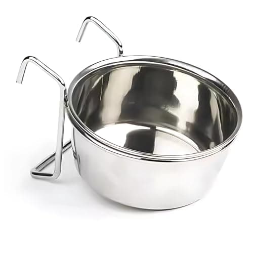 PETS EMPIRE Stainless Steel Birds Coop Cup with Hook Holder, Bird Cage Feeder Bowl, Cup Bird Water Bowl, Food Dish Feeder for Sparrows, Parrots, Canary, Parakeets - 500 Ml